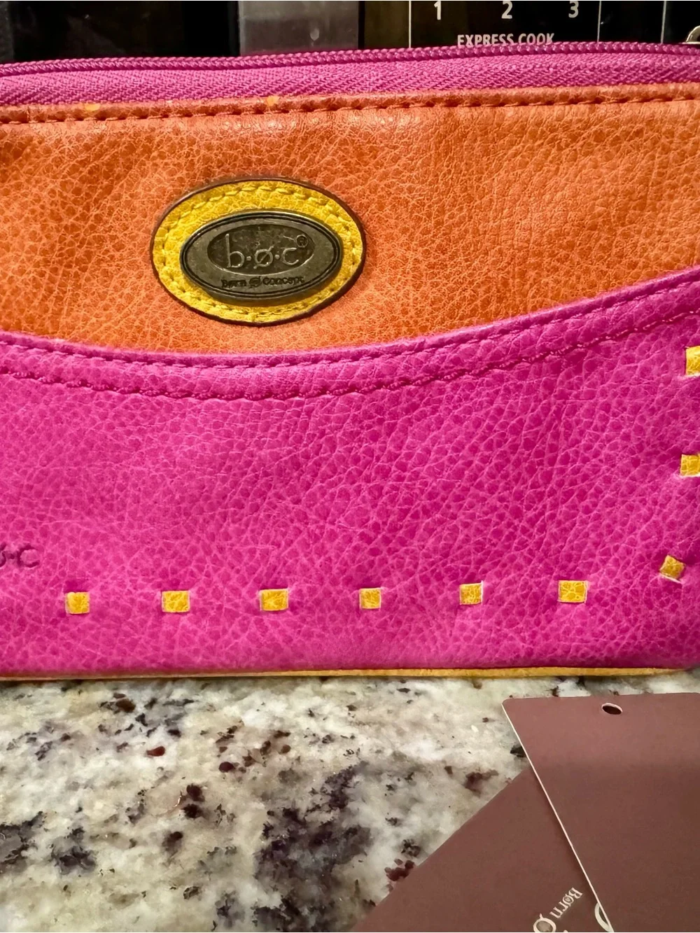 boc Two-Tone Pink and Orange Wristlet Clutch